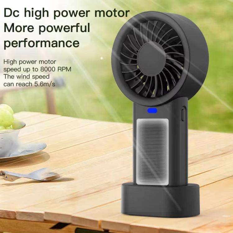 Solar Powered Handheld & Desk Fan with 5-Speed Turbo 12 Blades USB Type-C Fast Charging(Metallic)
