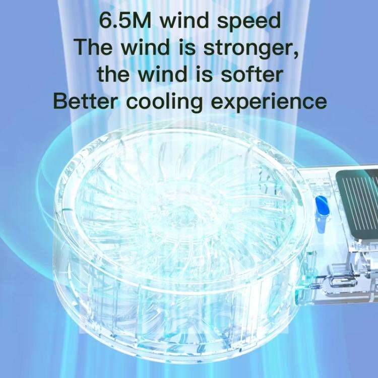 Solar Powered Handheld & Desk Fan with 5-Speed Turbo 12 Blades USB Type-C Fast Charging(Metallic)