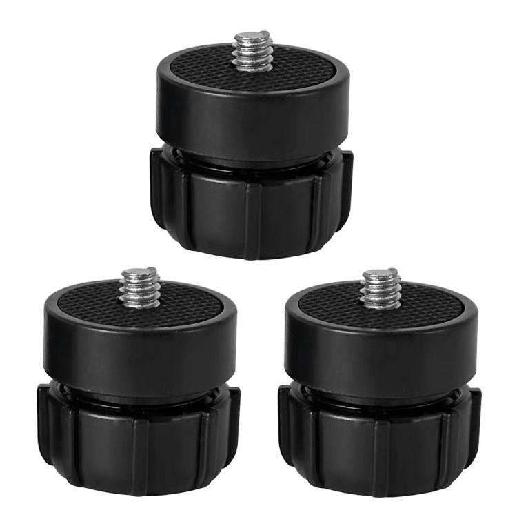 3pcs 1/4 Screw Connector Car Tuning Accessories Plastic Head 17mm Ball Head Cell Phone Holder(Black)