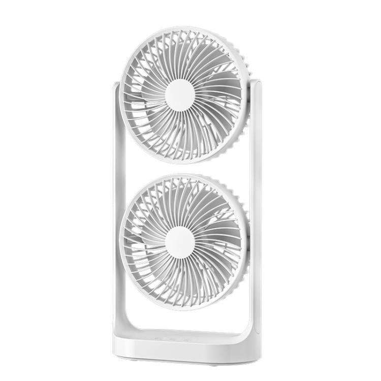 Dual Head Desk Fan 360-degree Adjustable Oscillating Air Circulator 3-Speed Portable Cooling Fan ...