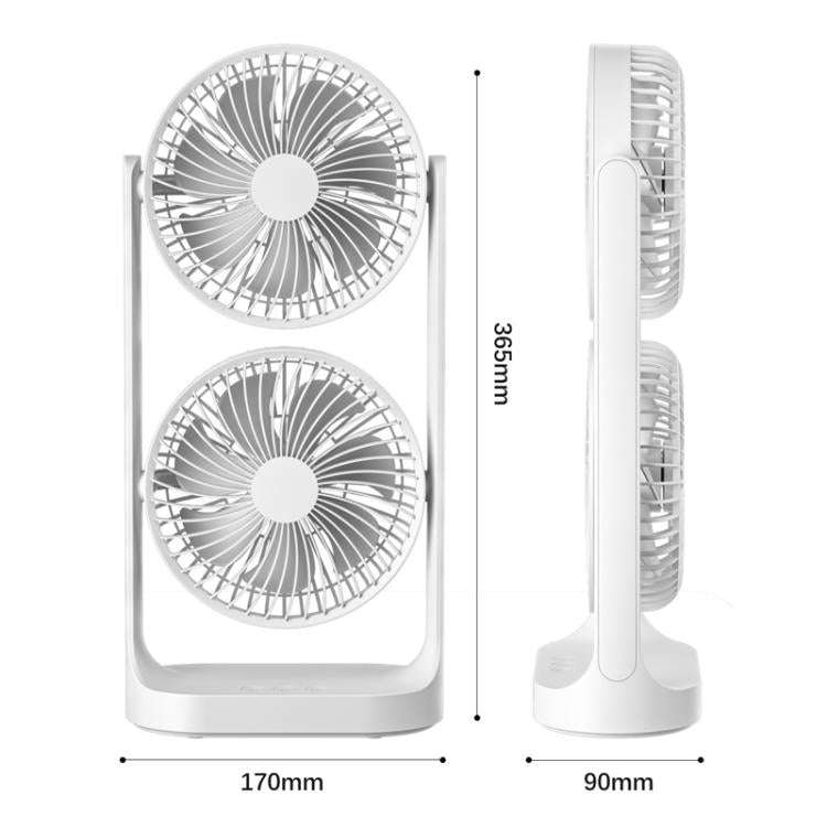 Dual Head Desk Fan 360-degree Adjustable Oscillating Air Circulator 3-Speed Portable Cooling Fan ...
