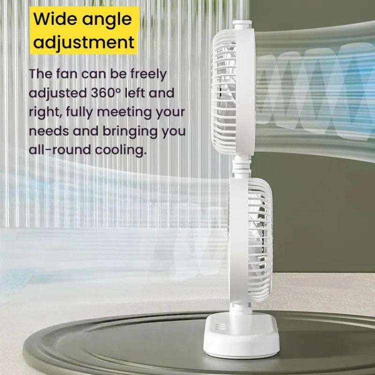 Dual Head Desk Fan 360-Degree Adjustable Oscillating Air Circulator 3-Speed Portable Cooling Fan ...
