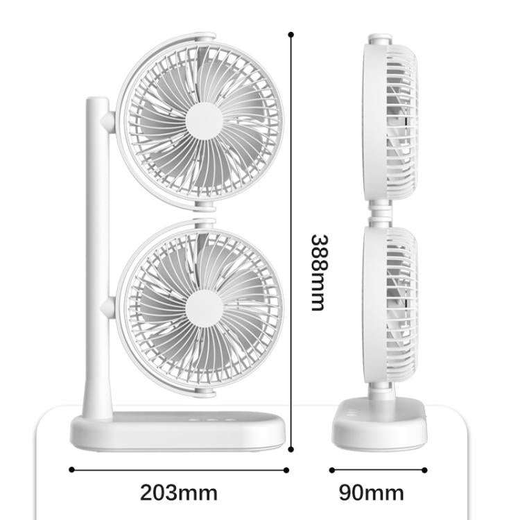 Dual Head Desk Fan 360-Degree Adjustable Oscillating Air Circulator 3-Speed Portable Cooling Fan ...
