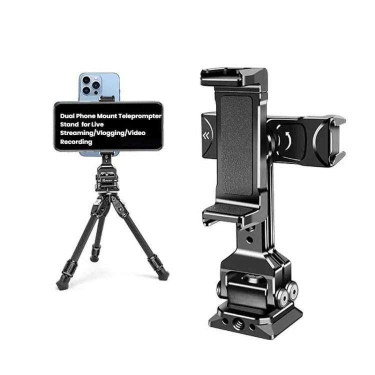 Dual Phone Mount Teleprompter Stand with Arca-Swiss Base Compatible with DJI Stabilizers for Live...
