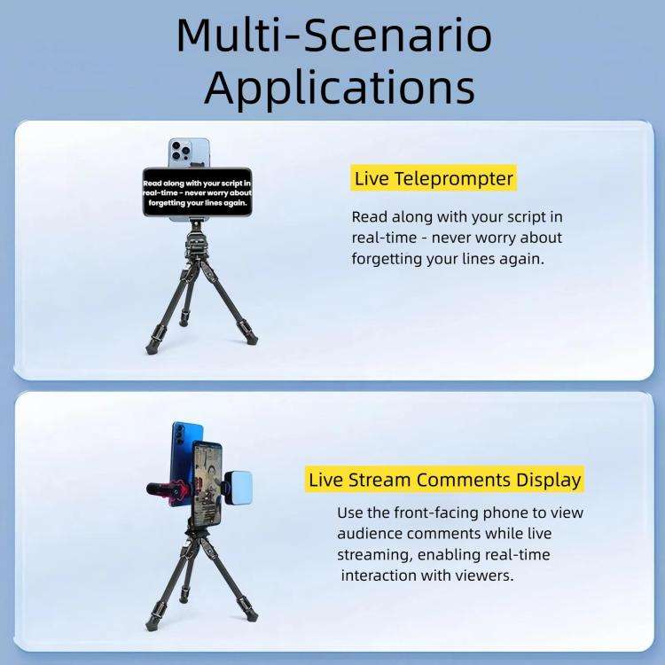 Dual Phone Mount Teleprompter Stand with Arca-Swiss Base Compatible with DJI Stabilizers for Live...