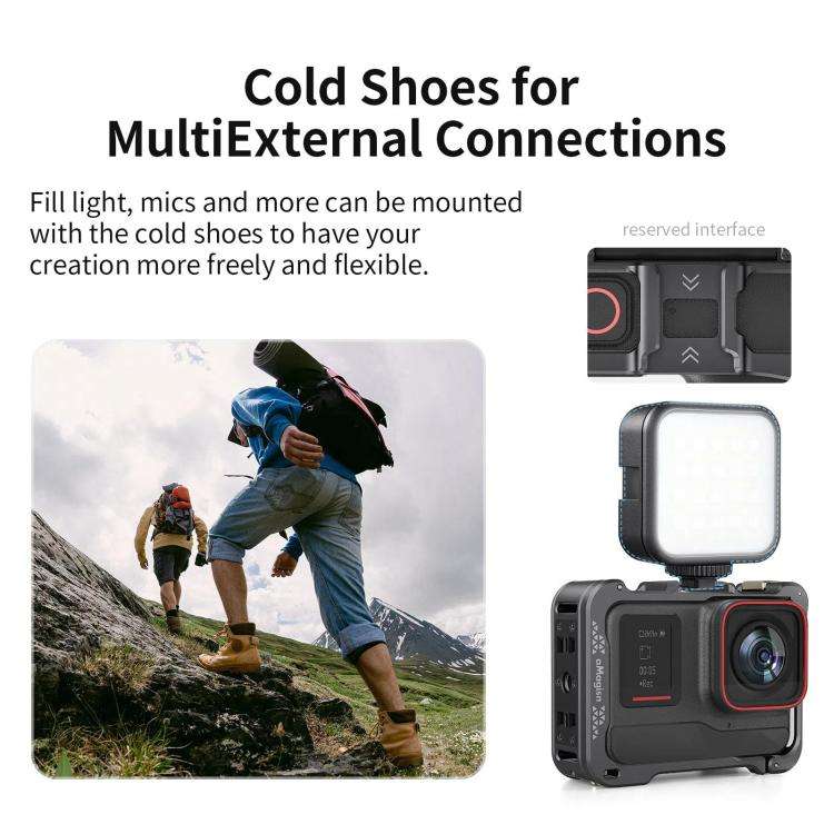 For Insta360 Ace Pro 2 / Ace Pro Camera AMagisn Quick Release Metal Cage Horizontal & Vertical Sh...