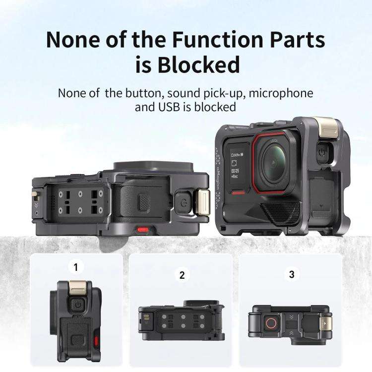 For Insta360 Ace Pro 2 / Ace Pro Camera AMagisn Quick Release Metal Cage Horizontal & Vertical Sh...