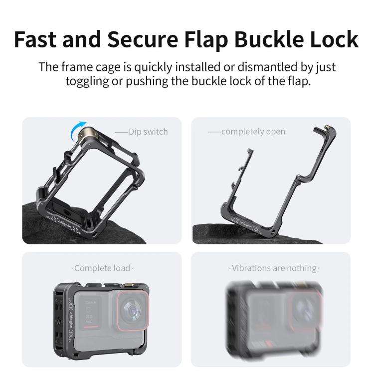 For Insta360 Ace Pro 2 / Ace Pro Camera AMagisn Quick Release Metal Cage Horizontal & Vertical Sh...