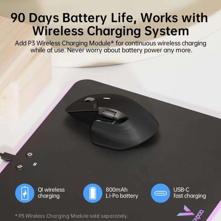 Rapoo Wireless Triple Mode Mice Ergonomic Desktop Laptop Business Office Mouse, Color: MT760 Pink