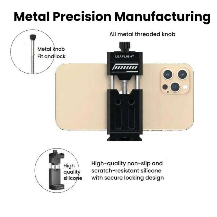 Leaplight Dual Cold Shoe All-Metal Phone Mount with 4x1/4 Inch Screw Ports & Arri Locating Holes(...
