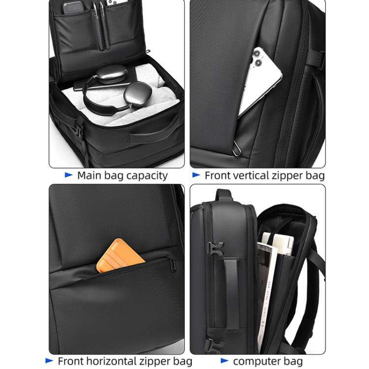 WEIXIER B759 Simple Expandable Men Shoulder Bag Large Capacity Laptop Backpacks(Gray)