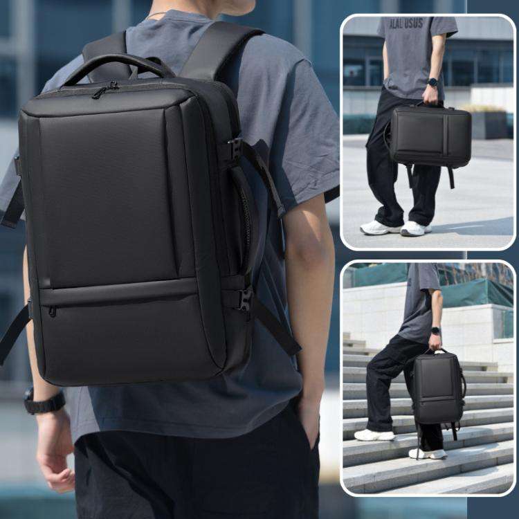 WEIXIER B759 Simple Expandable Men Shoulder Bag Large Capacity Laptop Backpacks(Black)