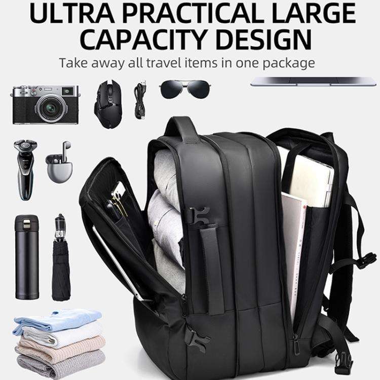 WEIXIER B759 Simple Expandable Men Shoulder Bag Large Capacity Laptop Backpacks(Black)