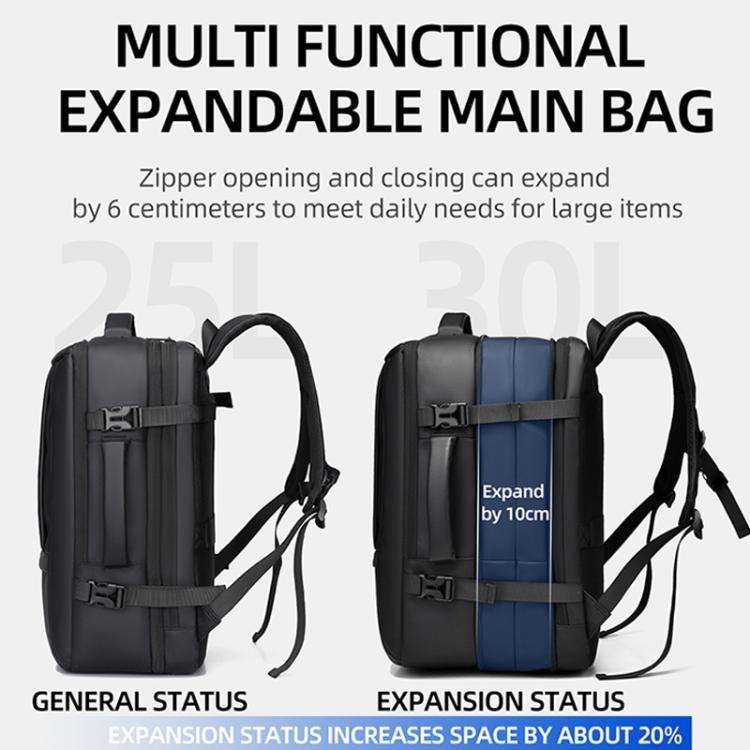 WEIXIER B759 Simple Expandable Men Shoulder Bag Large Capacity Laptop Backpacks(Black)