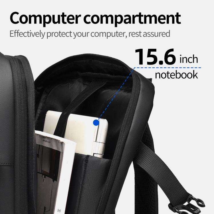 WEIXIER B759 Simple Expandable Men Shoulder Bag Large Capacity Laptop Backpacks(Black)