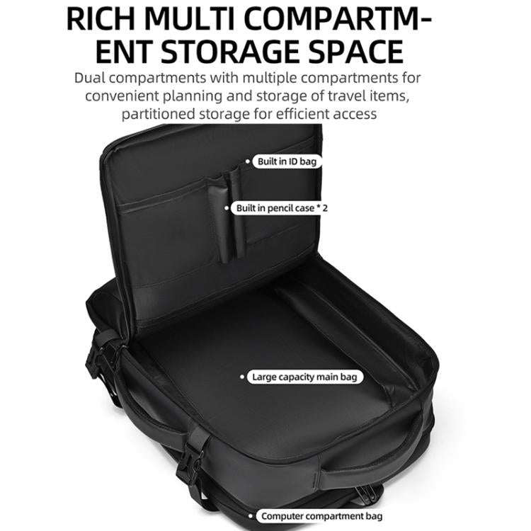 WEIXIER B759 Simple Expandable Men Shoulder Bag Large Capacity Laptop Backpacks(Black)