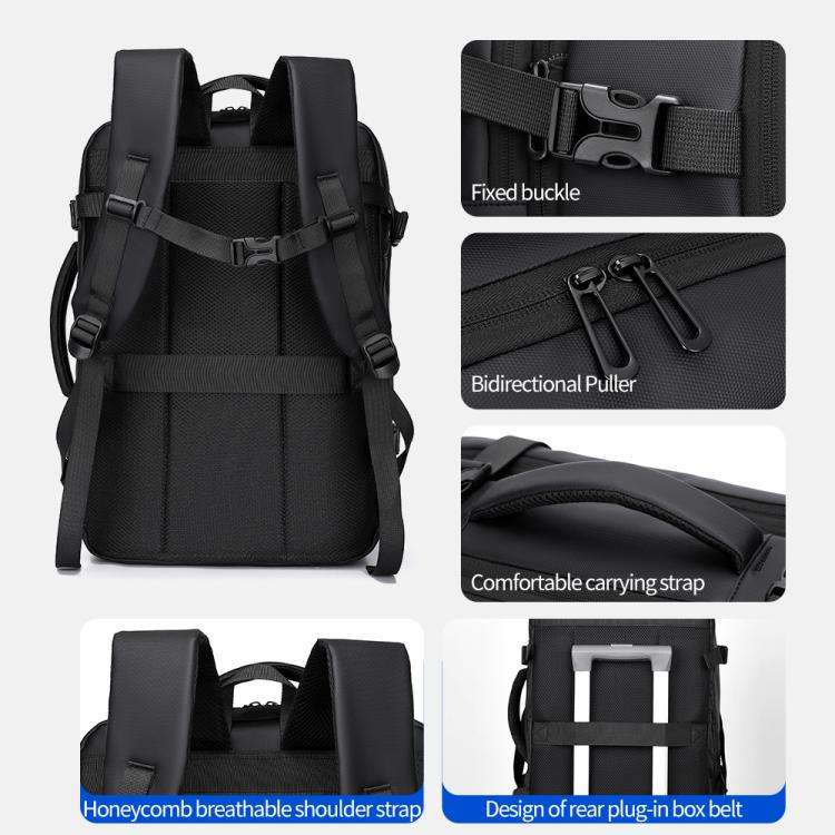 WEIXIER B759 Simple Expandable Men Shoulder Bag Large Capacity Laptop Backpacks(Black)