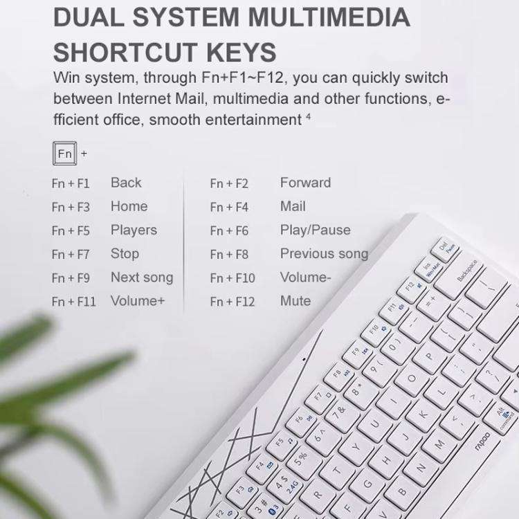 Rapoo 8000GT Bluetooth / 2.4G Wireless Keyboard Mice Set Laptop Tablet Cell Phone Keyboard And Mo...