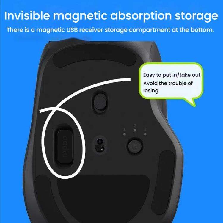 Rapoo MT560 3-Mode Wireless Bluetooth Mouse Ergonomic Desktop Laptop Mouse(Black Gray)
