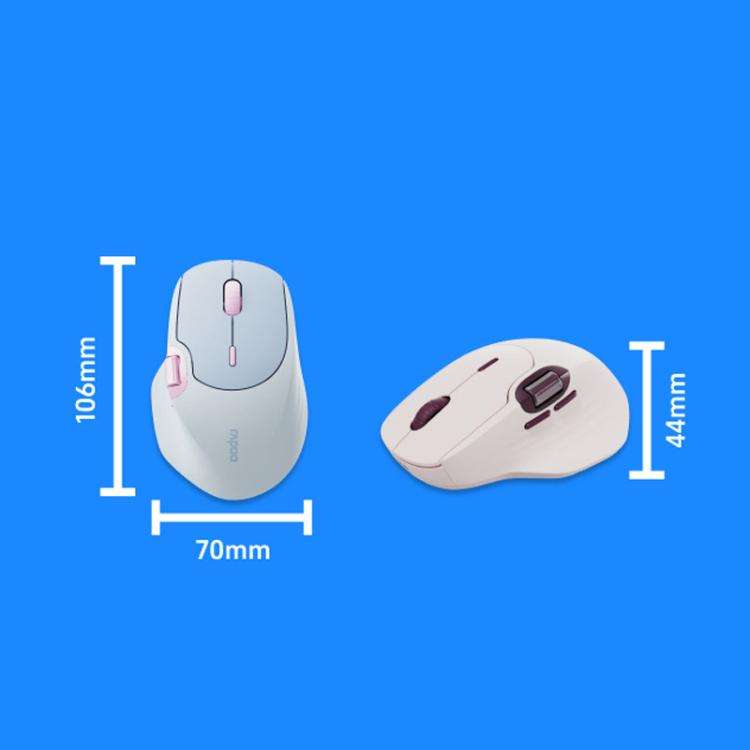Rapoo MT560 3-Mode Wireless Bluetooth Mouse Ergonomic Desktop Laptop Mouse(Light Blue)