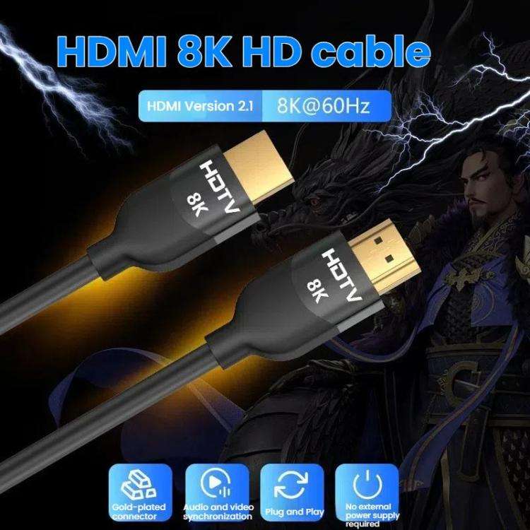 VegGieg W-H114 HDMI 2.1 HD Cable 8K 60Hz TV Set-Top Box Computer Monitor Projection Video Cable, ...