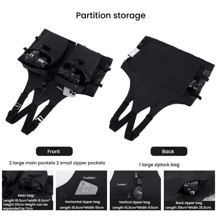 Cwatcun D192 Multifunctional Vest Outdoor Lightweight Comfortable Camera Bag