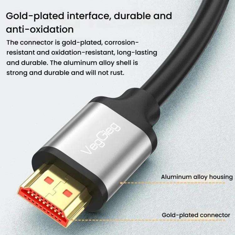 VegGieg V-H301 HDMI 2.0 HD Cable 4K 60Hz TV Set-Top Box Computer Monitor Projection Video Cable, ...