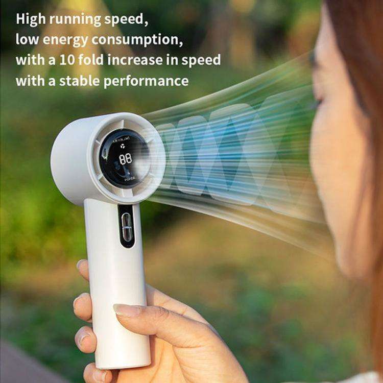 100-gear High Speed Handheld Fan Bladeless Mini Digital Display Small Fan(Black)