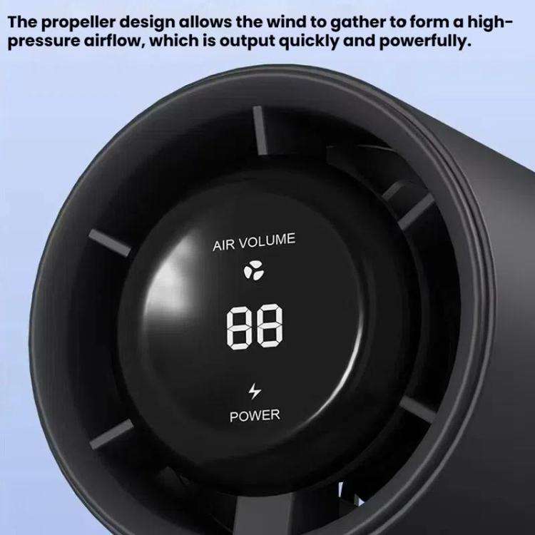 100-gear High Speed Handheld Fan Bladeless Mini Digital Display Small Fan(Black)