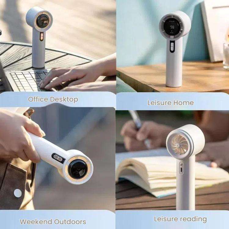 100-gear High Speed Handheld Fan Bladeless Mini Digital Display Small Fan(White)