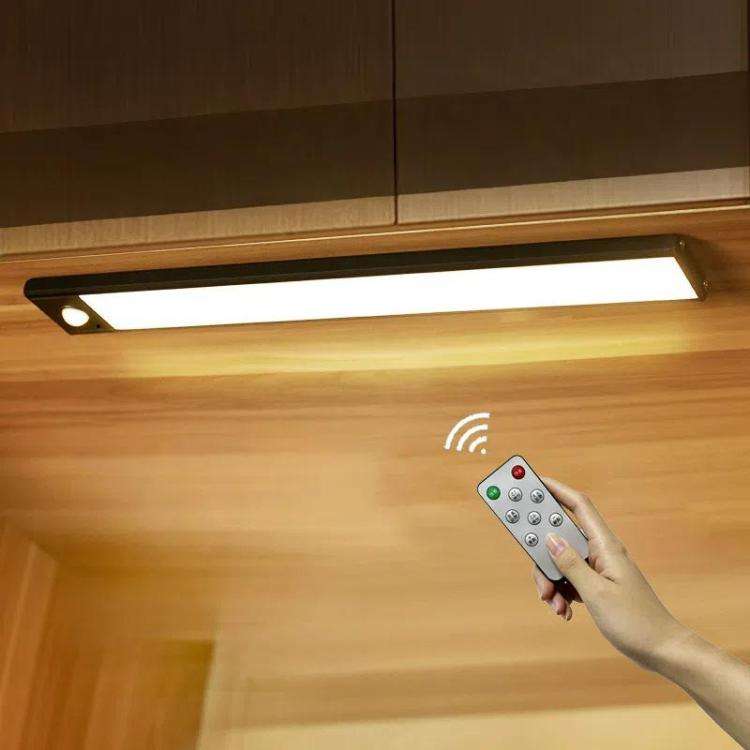 20cm Rechargeable Motion Sensor Light Bar Cabinet Wardrobe Lamp With Remote Control Black