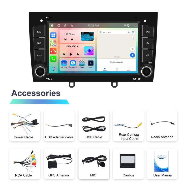 For Peugeot 408 7 inch Horizontal Screen Carplay Car Player Car Navigation Center Control, Spec: ...