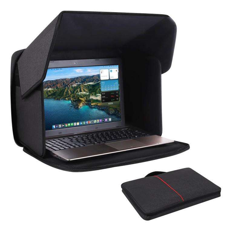 16-Inch Laptop Bag Sun Shade Foldable Anti-Glare Privacy Screen Cover for Outdoor Use(Black)
