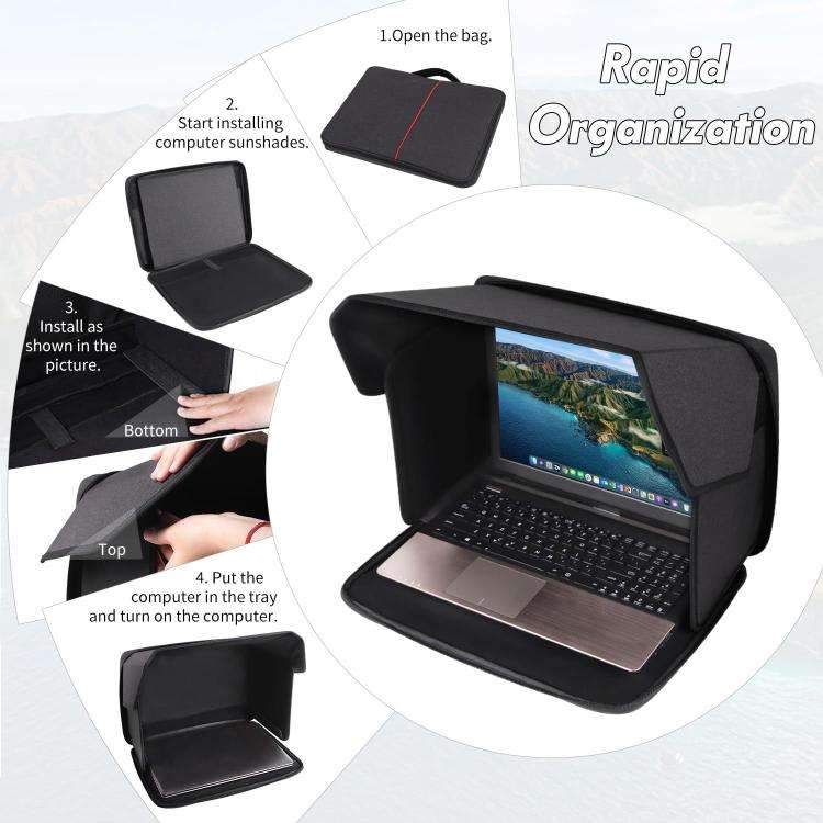 16-Inch Laptop Bag Sun Shade Foldable Anti-Glare Privacy Screen Cover for Outdoor Use(Black)