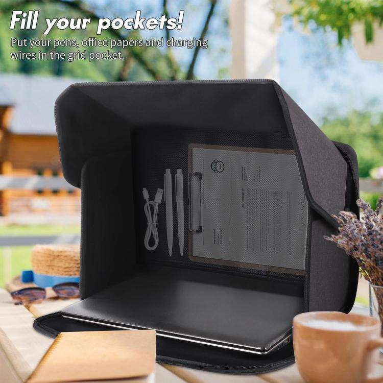 16-Inch Laptop Bag Sun Shade Foldable Anti-Glare Privacy Screen Cover for Outdoor Use(Black)