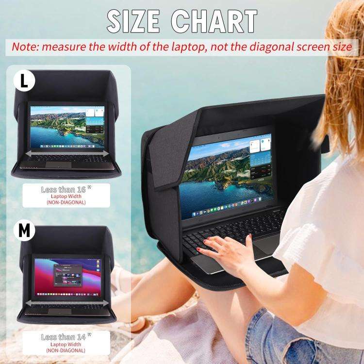 16-Inch Laptop Bag Sun Shade Foldable Anti-Glare Privacy Screen Cover for Outdoor Use(Black)
