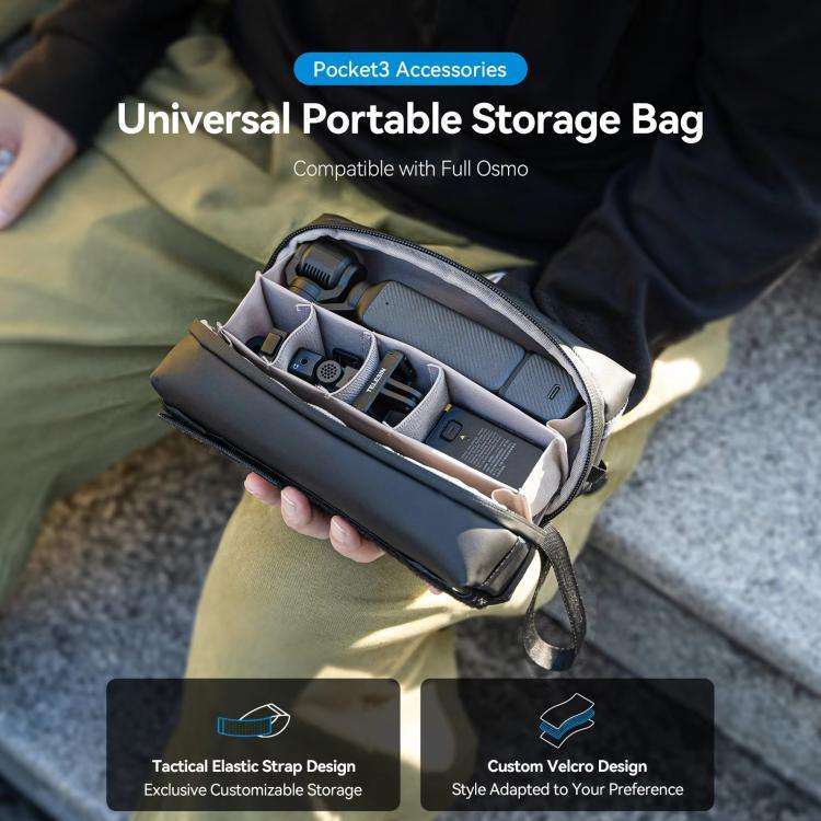 For DJI Osmo Pocket 3 Creator Combo TELESIN Universal Portable Storage Bag Carrying Case(Black)
