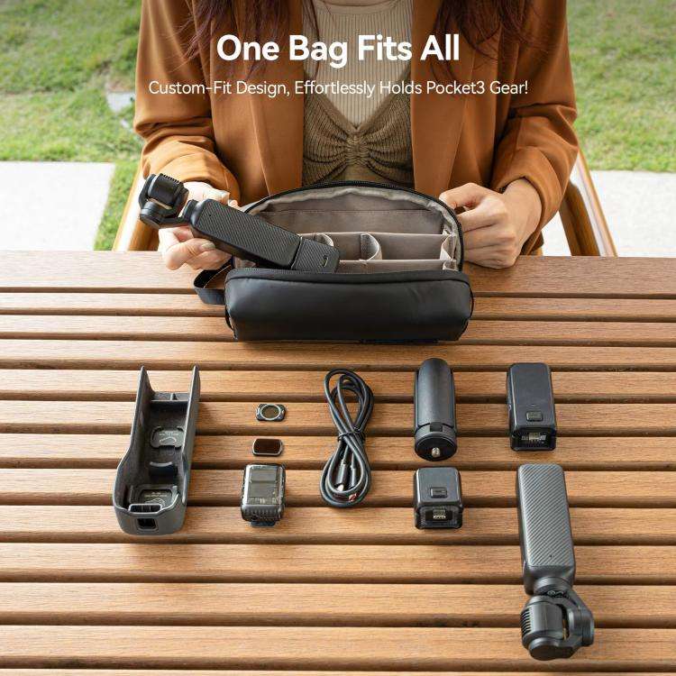 For DJI Osmo Pocket 3 Creator Combo TELESIN Universal Portable Storage Bag Carrying Case(Black)