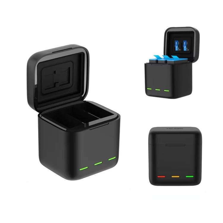 For GoPro HERO13 Black TELESIN 3 Slots Charging Case Compact Storage Box(Black)