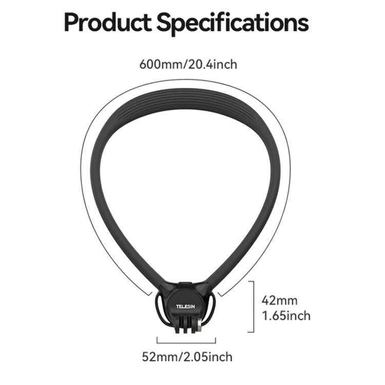 TELESIN Action Camera Neck Holder SE2.0 POV Perspective Bracket With Adjustable Chest Strap(Black)