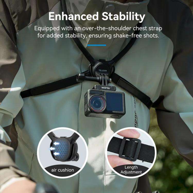 TELESIN Action Camera Neck Holder SE2.0 POV Perspective Bracket With Adjustable Chest Strap(Gray)