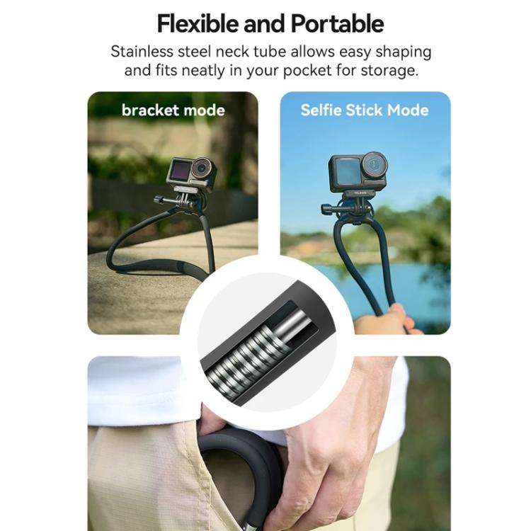 TELESIN Action Camera Neck Holder SE2.0 POV Perspective Bracket With Adjustable Chest Strap(Gray)