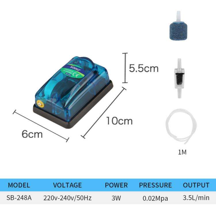SOBO SB-248A 3W Single-hole 220-240V Transparent Ultra-Quiet Aquarium Air Pump