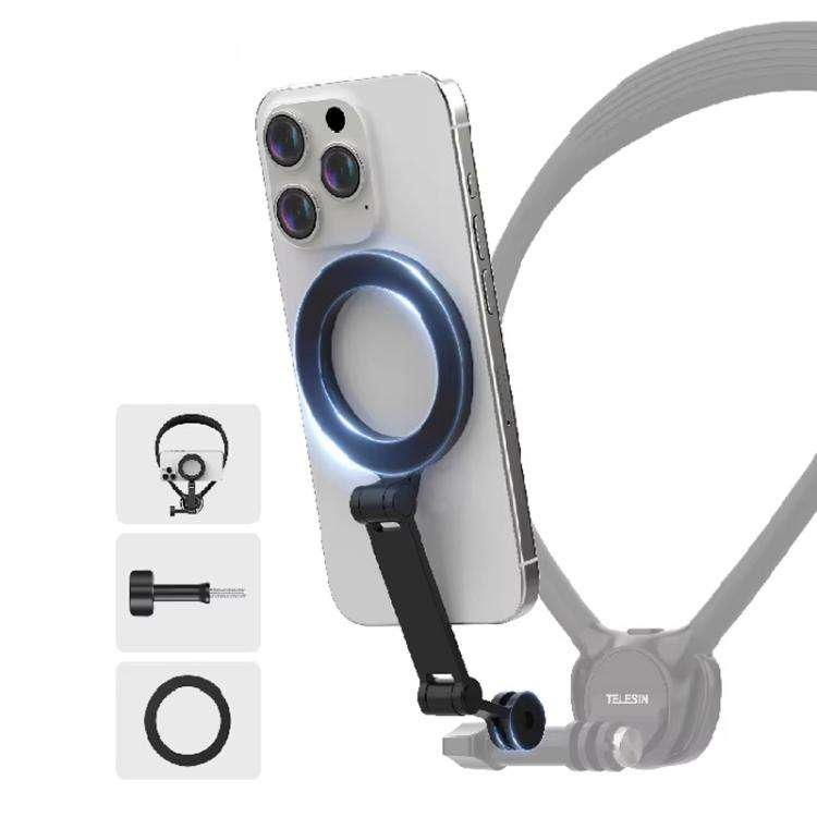 TELESIN Mobile Phone Magnetic Stand Two Claw Adapter Compatible with Chest Strap, Backpack Clip, ...
