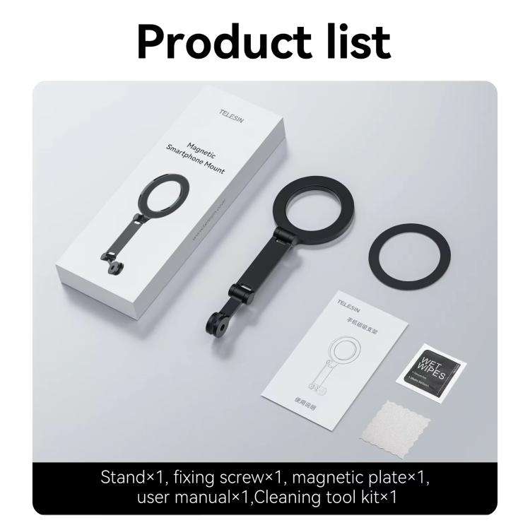 TELESIN Mobile Phone Magnetic Stand Two Claw Adapter Compatible with Chest Strap, Backpack Clip, ...