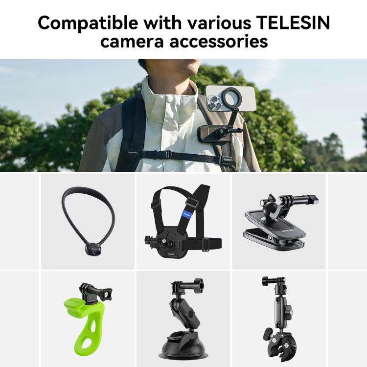TELESIN Mobile Phone Magnetic Stand Two Claw Adapter Compatible with Chest Strap, Backpack Clip, ...