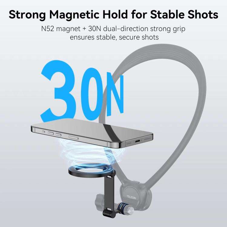 TELESIN Mobile Phone Magnetic Stand Two Claw Adapter Compatible with Chest Strap, Backpack Clip, ...