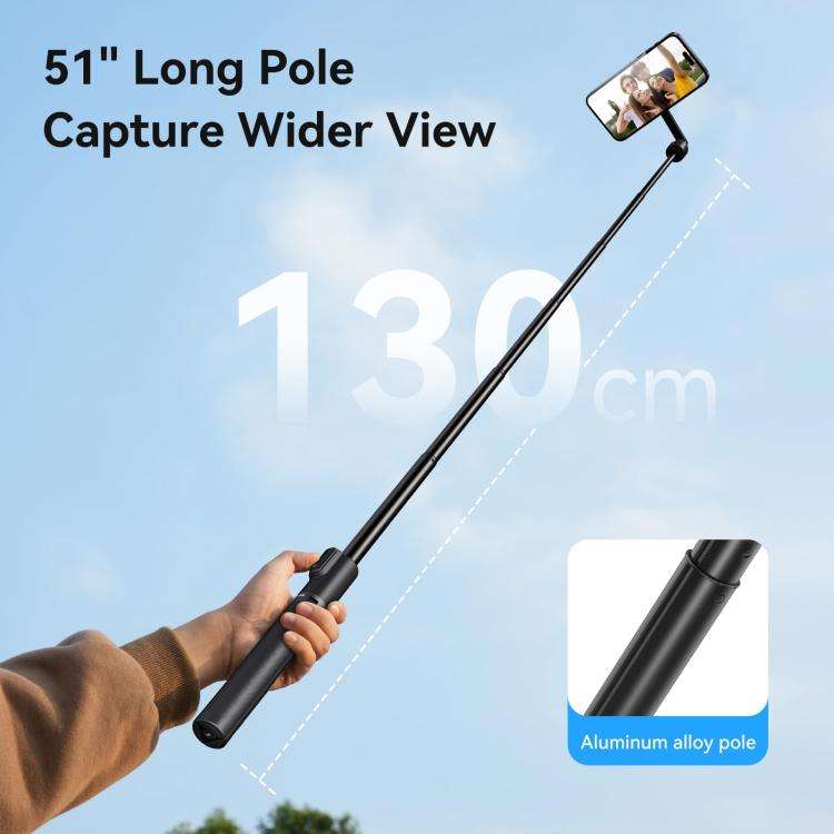 TELESIN 1.3m Magnetic Selfie Stick Tripod Phone Stand for Outdoor Vlog & Live Streaming with Blue...