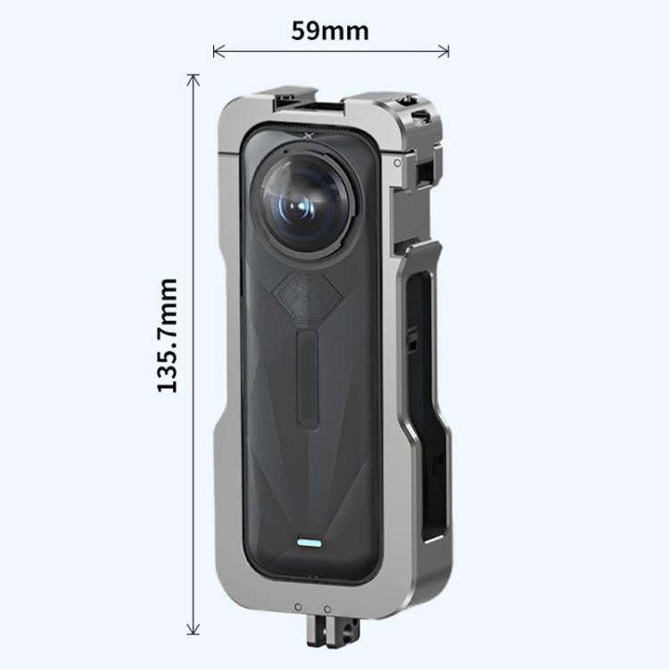 For Insta360 X5 HEPAIL AC-81 Metal Rabbit Cage Extended Protective Frame