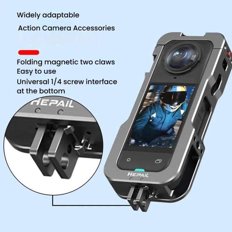 For Insta360 X5 HEPAIL AC-81 Metal Rabbit Cage Extended Protective Frame